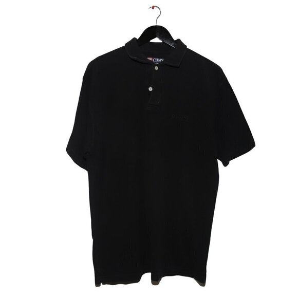 𝅺CHAPS Ralph Lauren Shirt Men's Polo Button Collared Short Sleeve Black - Picture 1 of 5